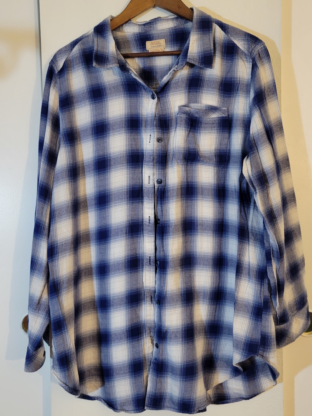 Boston Traders Blue and White Plaid Shirt
